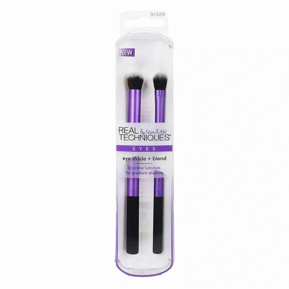 Real Techniques Eye Shadow and Blender Brush Set 2-Piece Makeup Brushes Purple